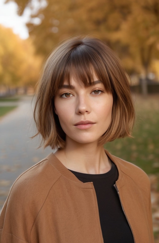 9. The Layered Bob with Side-Swept Bangs