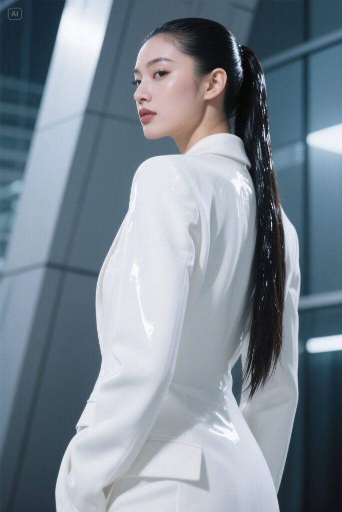 24. The Wet Look Ponytail