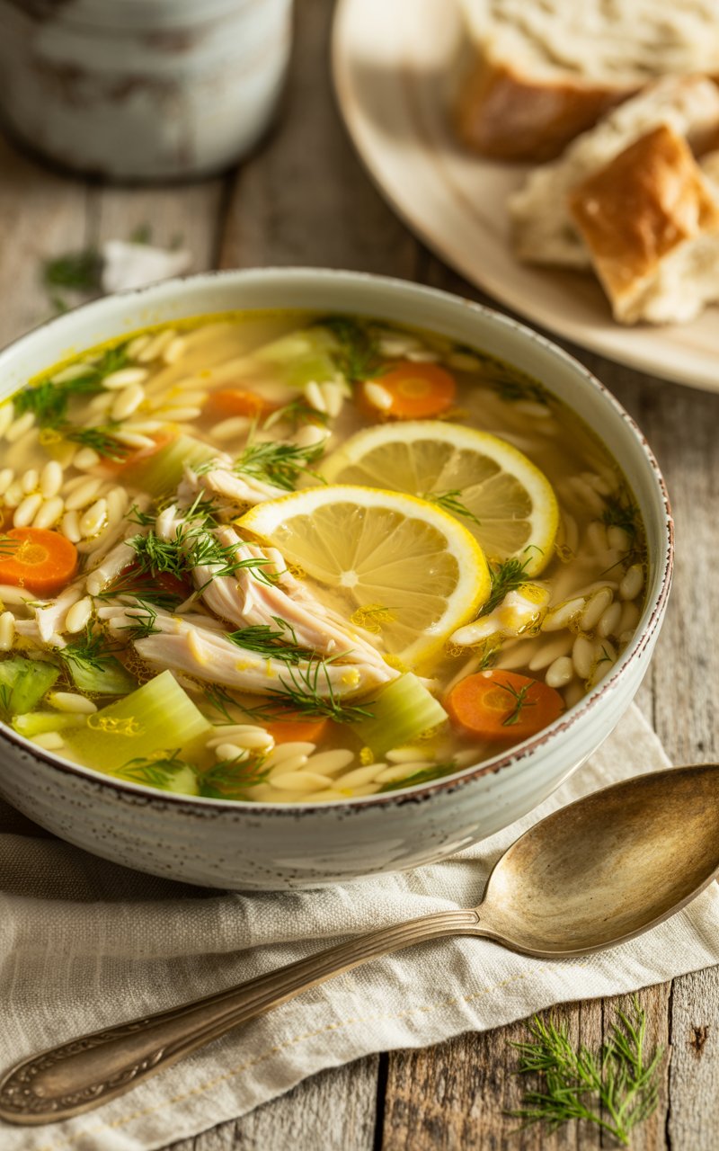 Lemon Chicken Orzo Soup